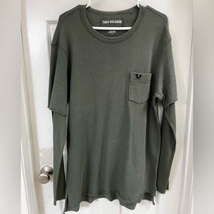 True Religion Long Sleeve Thermal Shirt Men's L Olive